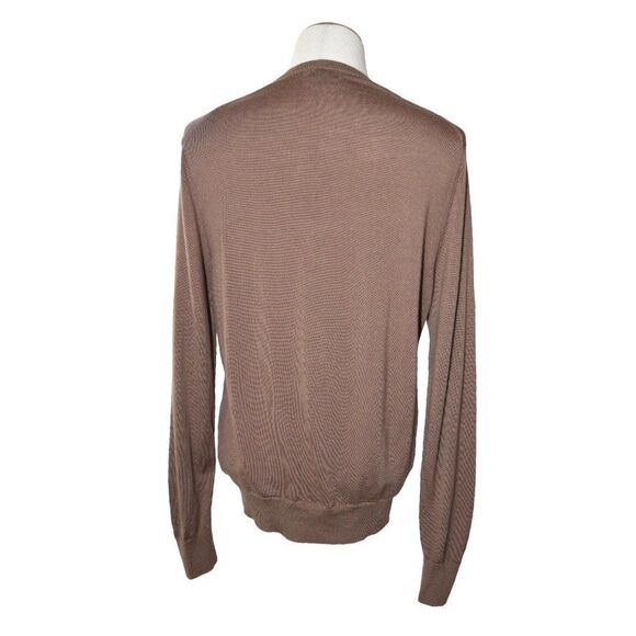 Uniqlo 100% Pure Wool Knit Long Sleeve Sweater Men’s Sz L Camel Brown Top - Picture 3 of 7